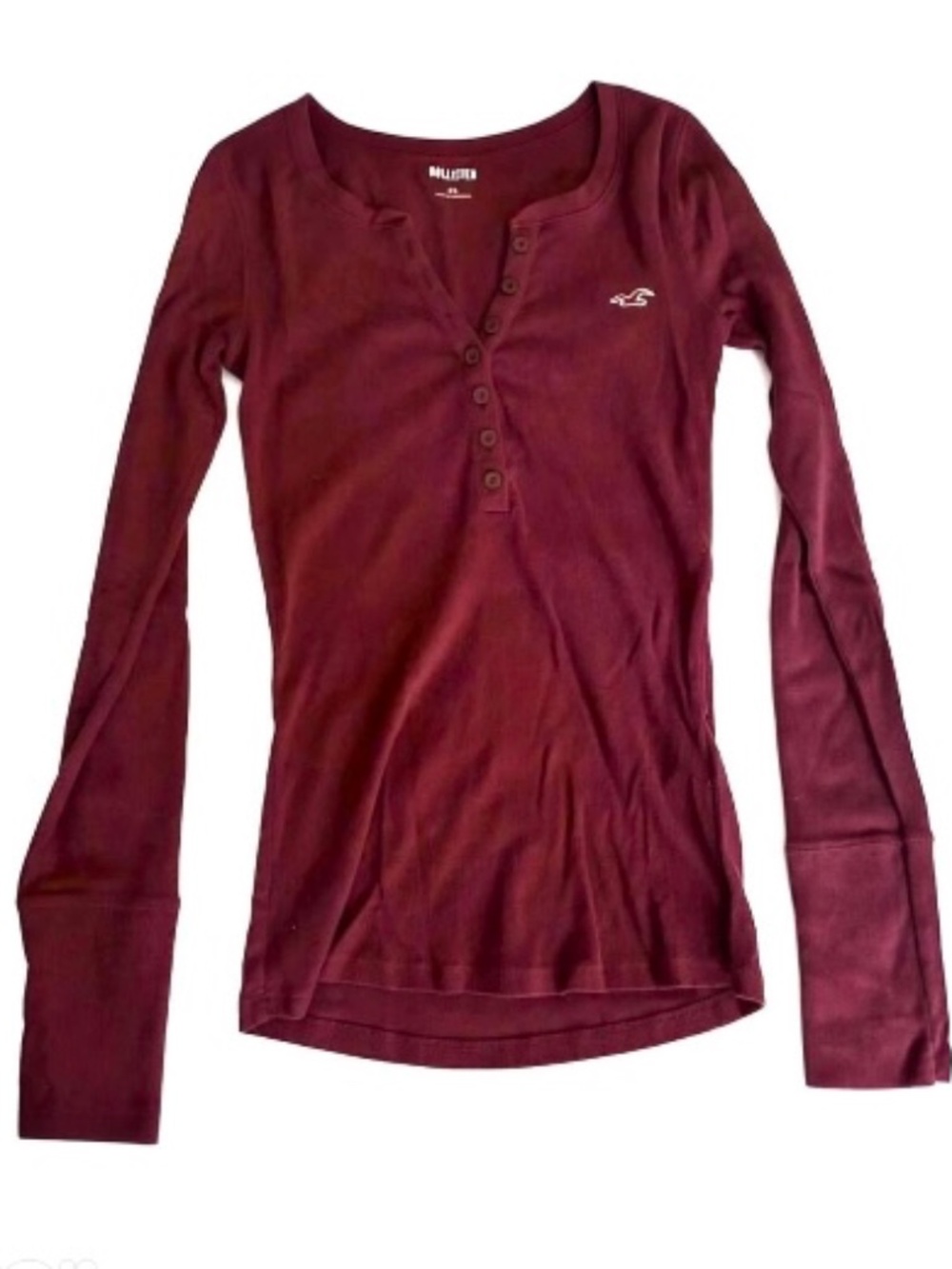 Hollister Red Women’s Long Sleeve Henley XS y2k